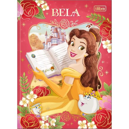 Foto ilustrativa Caderno Brochura Capa Dura Colegial Princesas 160 Folhas