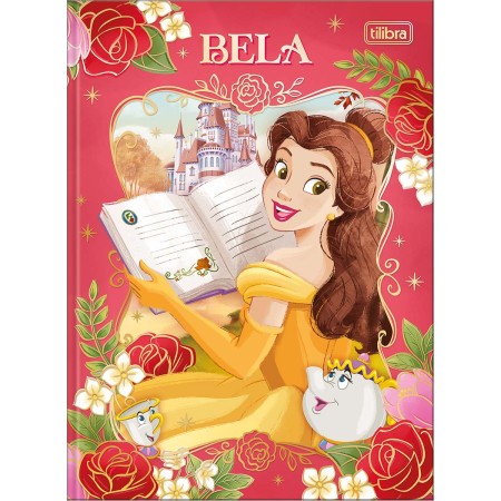Foto ilustrativa Caderno Brochura Capa Dura Colegial Princesas 80 Folhas
