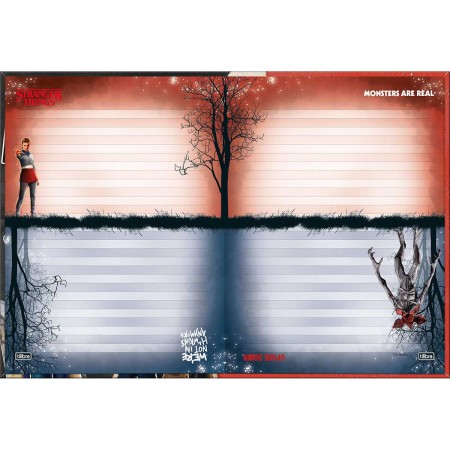 Foto ilustrativa Caderno Brochura Capa Dura Colegial Stranger Things 160 Folhas