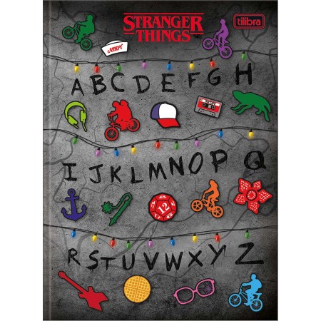 Foto ilustrativa Caderno Brochura Capa Dura Colegial Stranger Things 160 Folhas