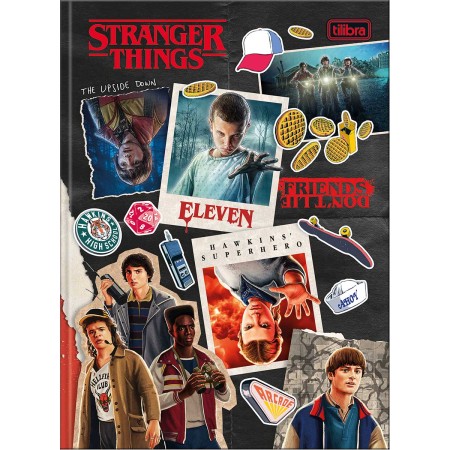 Foto ilustrativa Caderno Brochura Capa Dura Colegial Stranger Things 80 Folhas