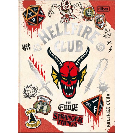 Foto ilustrativa Caderno Brochura Capa Dura Colegial Stranger Things 80 Folhas