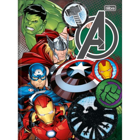 Foto ilustrativa Caderno Brochura Capa Dura Universitário Avengers 48 Folhas