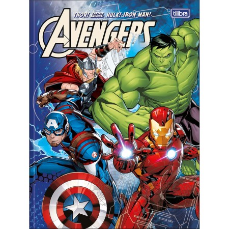 Foto ilustrativa Caderno Brochura Capa Dura Universitário Avengers 48 Folhas