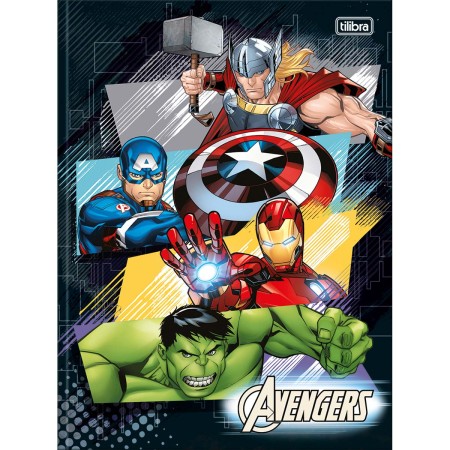 Foto ilustrativa Caderno Brochura Capa Dura Universitário Avengers 48 Folhas