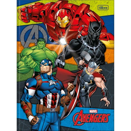 Foto ilustrativa Caderno Brochura Capa Dura Universitário Avengers 80 Folhas