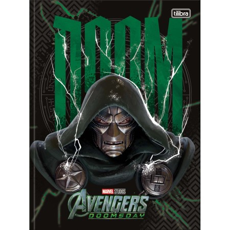 Foto ilustrativa Caderno Brochura Capa Dura Universitário Avengers Doomsday 80 Folhas