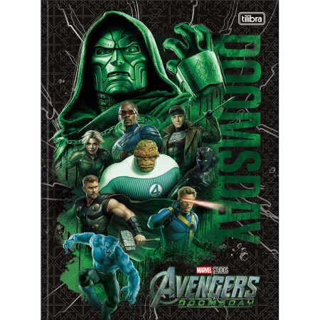 Foto ilustrativa Caderno Brochura Capa Dura Universitário Avengers Doomsday 80 Folhas