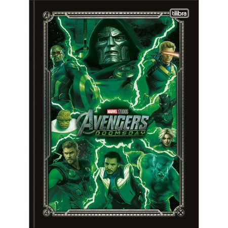 Foto ilustrativa Caderno Brochura Capa Dura Universitário Avengers Doomsday 80 Folhas