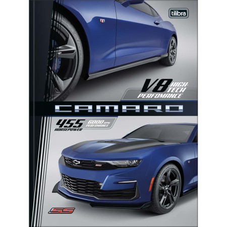 Foto ilustrativa Caderno Brochura Capa Dura Universitário Camaro e Corvette 80 Folhas