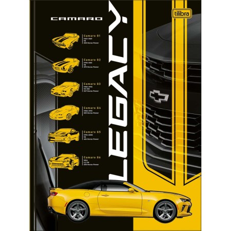 Foto ilustrativa Caderno Brochura Capa Dura Universitário Camaro e Corvette 80 Folhas