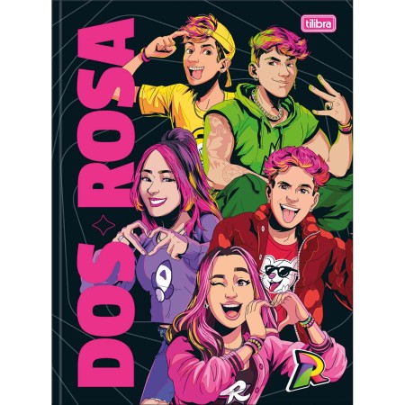 Foto ilustrativa Caderno Brochura Capa Dura Universitário Dos Rosa 80 Folhas