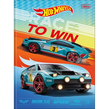 Foto ilustrativa Caderno Brochura Capa Dura Universitário Hot Wheels 48 Folhas