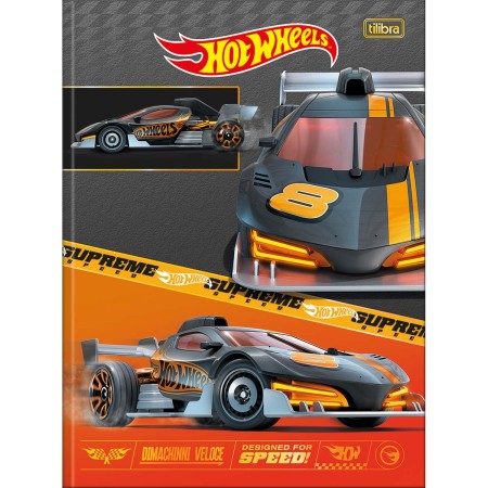 Foto ilustrativa Caderno Brochura Capa Dura Universitário Hot Wheels 48 Folhas