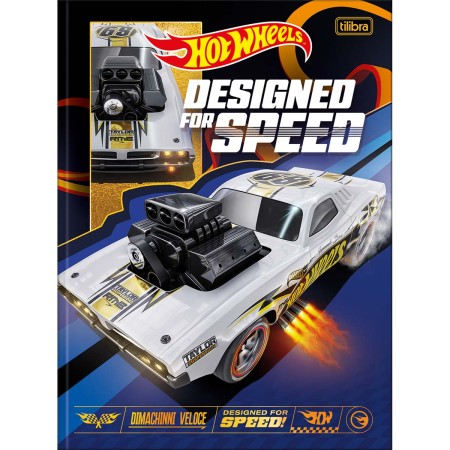 Foto ilustrativa Caderno Brochura Capa Dura Universitário Hot Wheels 80 Folhas