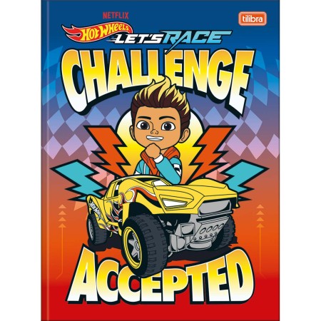 Foto ilustrativa Caderno Brochura Capa Dura Universitário Hot Wheels Let's Race 80 Folhas