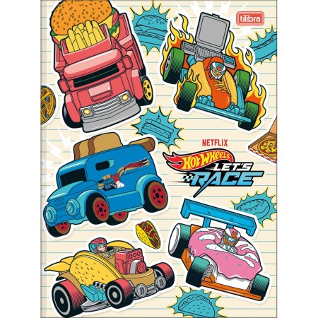 Foto ilustrativa Caderno Brochura Capa Dura Universitário Hot Wheels Let's Race 80 Folhas