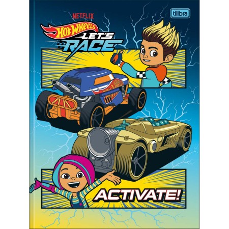 Foto ilustrativa Caderno Brochura Capa Dura Universitário Hot Wheels Let's Race 80 Folhas