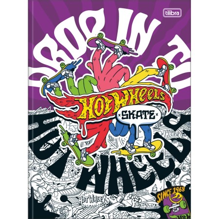 Foto ilustrativa Caderno Brochura Capa Dura Universitário Hot Wheels Skate 80 Folhas