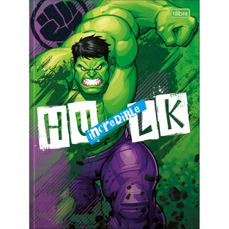 Foto ilustrativa Caderno Brochura Capa Dura Universitário Hulk 80 Folhas