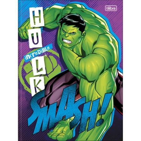 Foto ilustrativa Caderno Brochura Capa Dura Universitário Hulk 80 Folhas