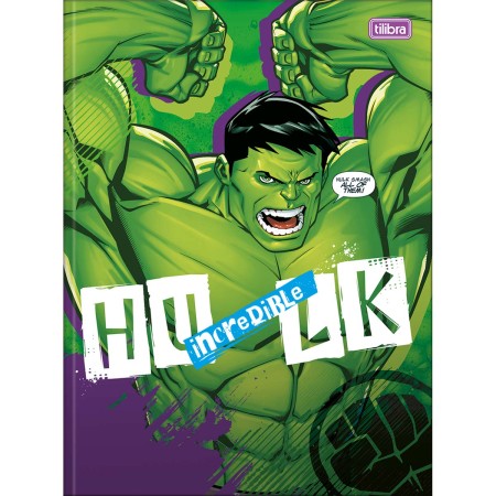 Foto ilustrativa Caderno Brochura Capa Dura Universitário Hulk 80 Folhas