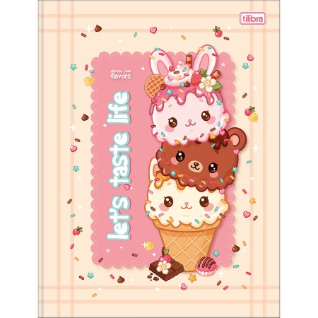 Foto ilustrativa Caderno Brochura Capa Dura Universitário Ice Cute 80 Folhas