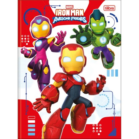 Foto ilustrativa Caderno Brochura Capa Dura Universitário Iron Man 80 Folhas