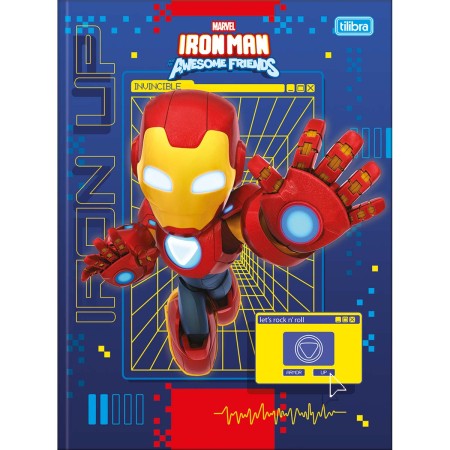 Foto ilustrativa Caderno Brochura Capa Dura Universitário Iron Man 80 Folhas