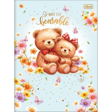 Foto ilustrativa Caderno Brochura Capa Dura Universitário Love Bears 80 Folhas
