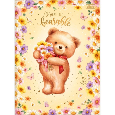 Foto ilustrativa Caderno Brochura Capa Dura Universitário Love Bears 80 Folhas