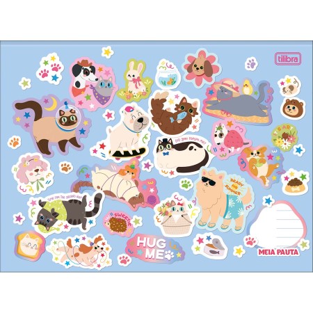 Foto ilustrativa Caderno Brochura Capa Dura Universitário Meia Pauta Ao Alto Hug Me 40 Folhas