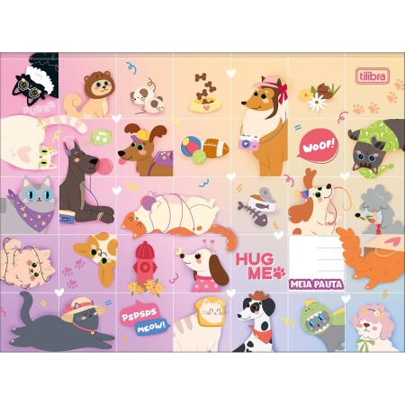 Foto ilustrativa Caderno Brochura Capa Dura Universitário Meia Pauta Ao Alto Hug Me 40 Folhas