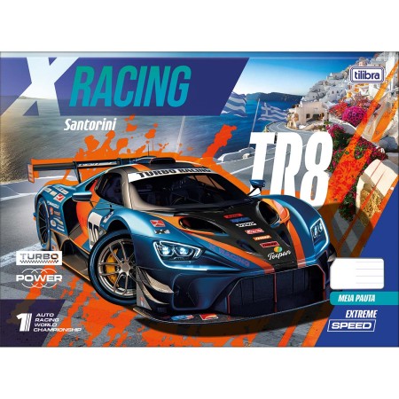 Foto ilustrativa Caderno Brochura Capa Dura Universitário Meia Pauta Ao Alto X-Racing 40 Folhas
