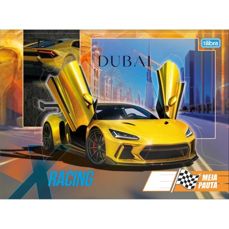 Foto ilustrativa Caderno Brochura Capa Dura Universitário Meia Pauta Ao Alto X-Racing 40 Folhas