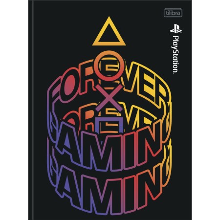 Foto ilustrativa Caderno Brochura Capa Dura Universitário PlayStation 80 Folhas