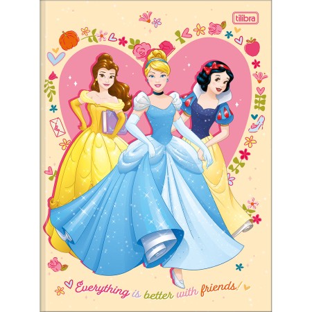 Foto ilustrativa Caderno Brochura Capa Dura Universitário Princesas 48 Folhas