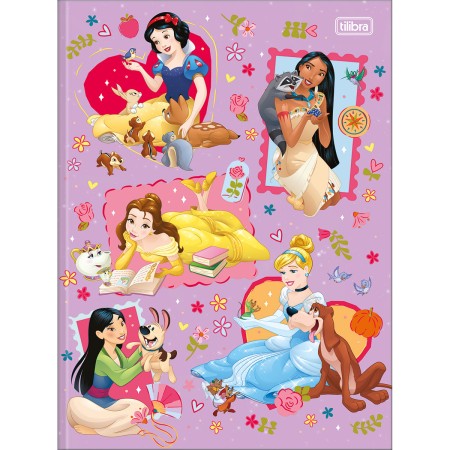 Foto ilustrativa Caderno Brochura Capa Dura Universitário Princesas 48 Folhas