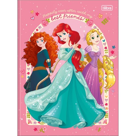 Foto ilustrativa Caderno Brochura Capa Dura Universitário Princesas 80 Folhas