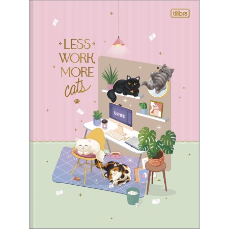 Foto ilustrativa Caderno Brochura Capa Dura Universitário Purrfect Cats 80 Folhas