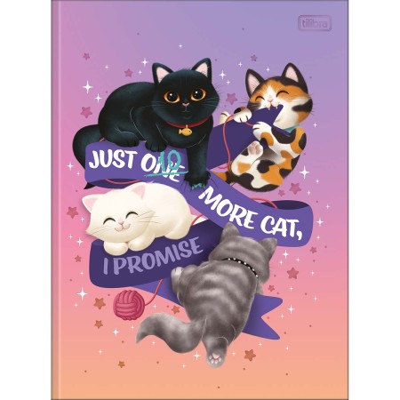 Foto ilustrativa Caderno Brochura Capa Dura Universitário Purrfect Cats 80 Folhas