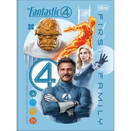 Foto ilustrativa Caderno Brochura Capa Dura Universitário Quarteto Fantástico 80 Folhas