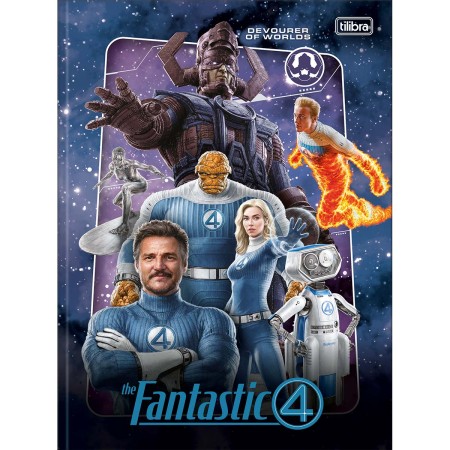 Foto ilustrativa Caderno Brochura Capa Dura Universitário Quarteto Fantástico 80 Folhas