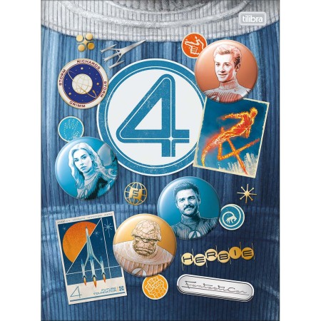 Foto ilustrativa Caderno Brochura Capa Dura Universitário Quarteto Fantástico 80 Folhas