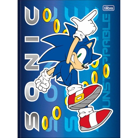 Foto ilustrativa Caderno Brochura Capa Dura Universitário Sonic 48 Folhas