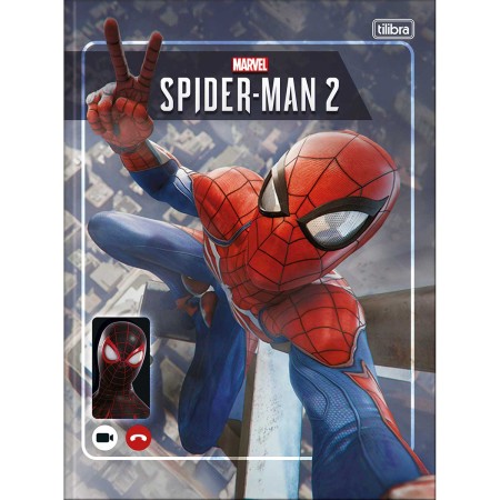 Foto ilustrativa Caderno Brochura Capa Dura Universitário Spider Man Game 80 Folhas
