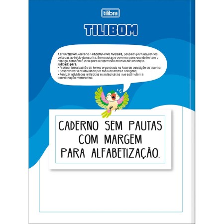 Foto ilustrativa Caderno Brochura Capa Dura Universitário Tilibom Azul com Moldura 80 Folhas