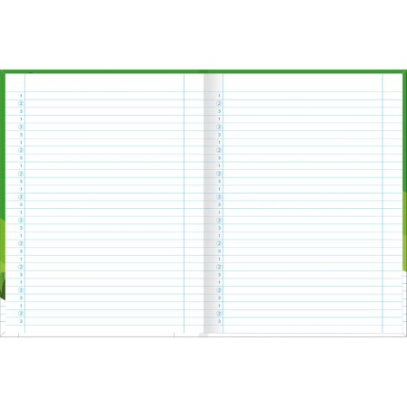 Foto ilustrativa Caderno Brochura Capa Dura Universitário Tilibom Verde com Pautas Numeradas 123 80 Folhas