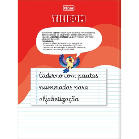 Foto ilustrativa Caderno Brochura Capa Dura Universitário Tilibom Vermelho com Pautas Numeradas 123X 80 Folhas