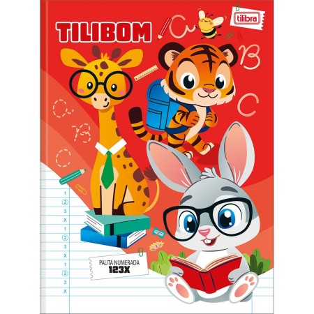 Foto ilustrativa Caderno Brochura Capa Dura Universitário Tilibom Vermelho com Pautas Numeradas 123X 80 Folhas